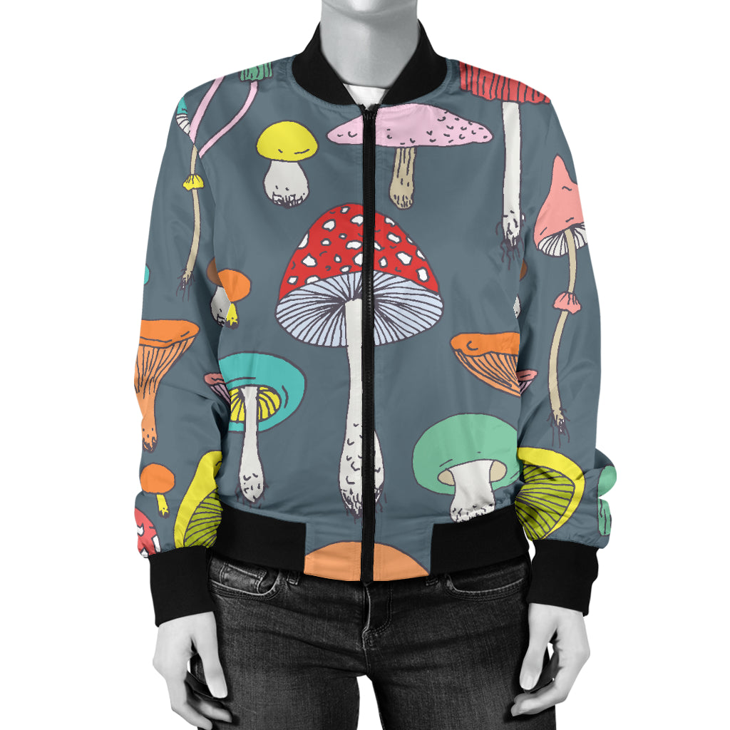 Mushroom Pattern Print Design A03 Women's Bomber Jacket