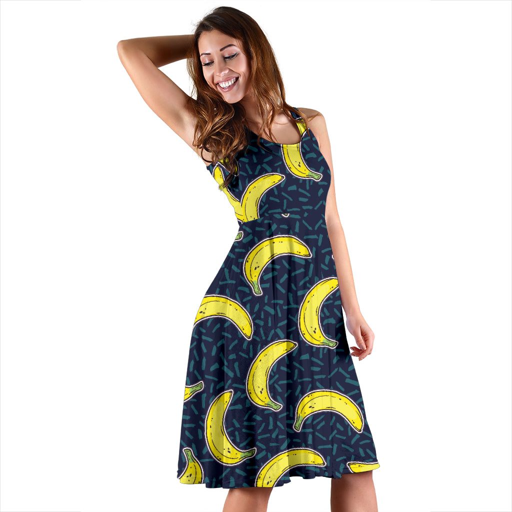 Banana Pattern Print Design BA09 Midi Dress