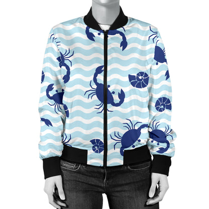 Crab Pattern Print Design 04 Women's Bomber Jacket