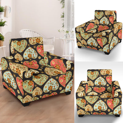 Heart Boho Pattern Print Design HE04 Armchair Slipcover