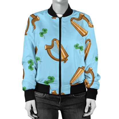Harp Pattern Print Design 01 Women's Bomber Jacket
