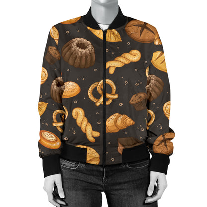 Bread Pattern Print Design 05 Women's Bomber Jacket