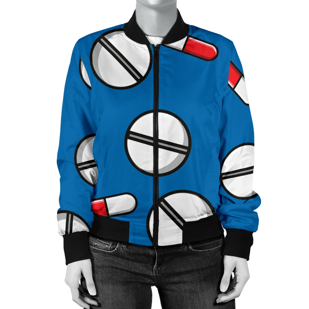 Pill Pattern Print Design A05 Women's Bomber Jacket