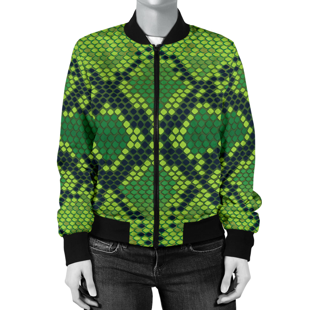 Python Green Pattern Print Design A01 Women's Bomber Jacket