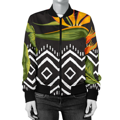 Bird Of Paradise Pattern Print Design BOP07 Women Bomber Jacket