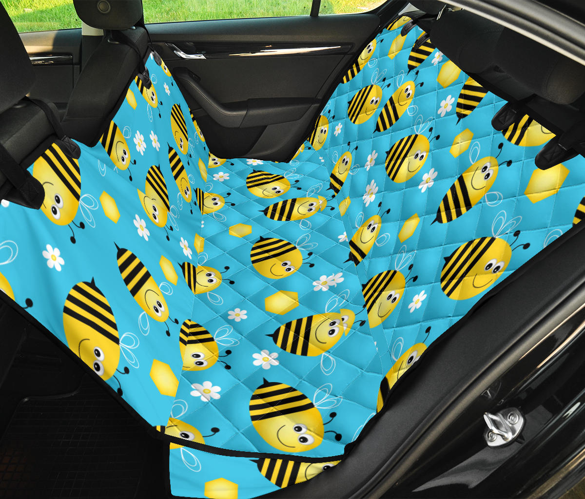Bee Pattern Print Design BEE06 Rear Dog  Seat Cover