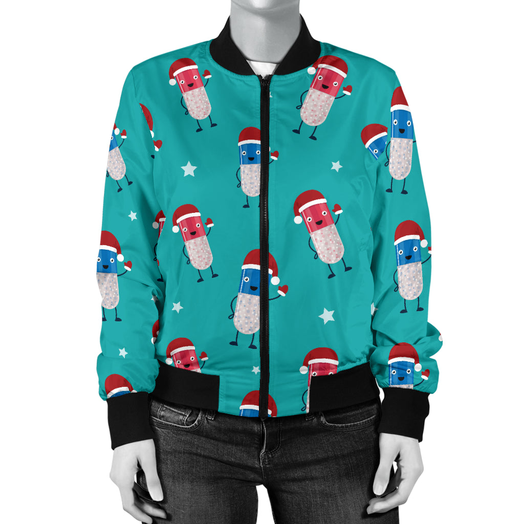 Pill Pattern Print Design A03 Women's Bomber Jacket