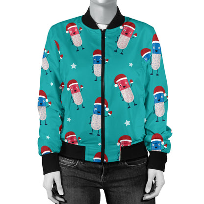 Pill Pattern Print Design A03 Women's Bomber Jacket