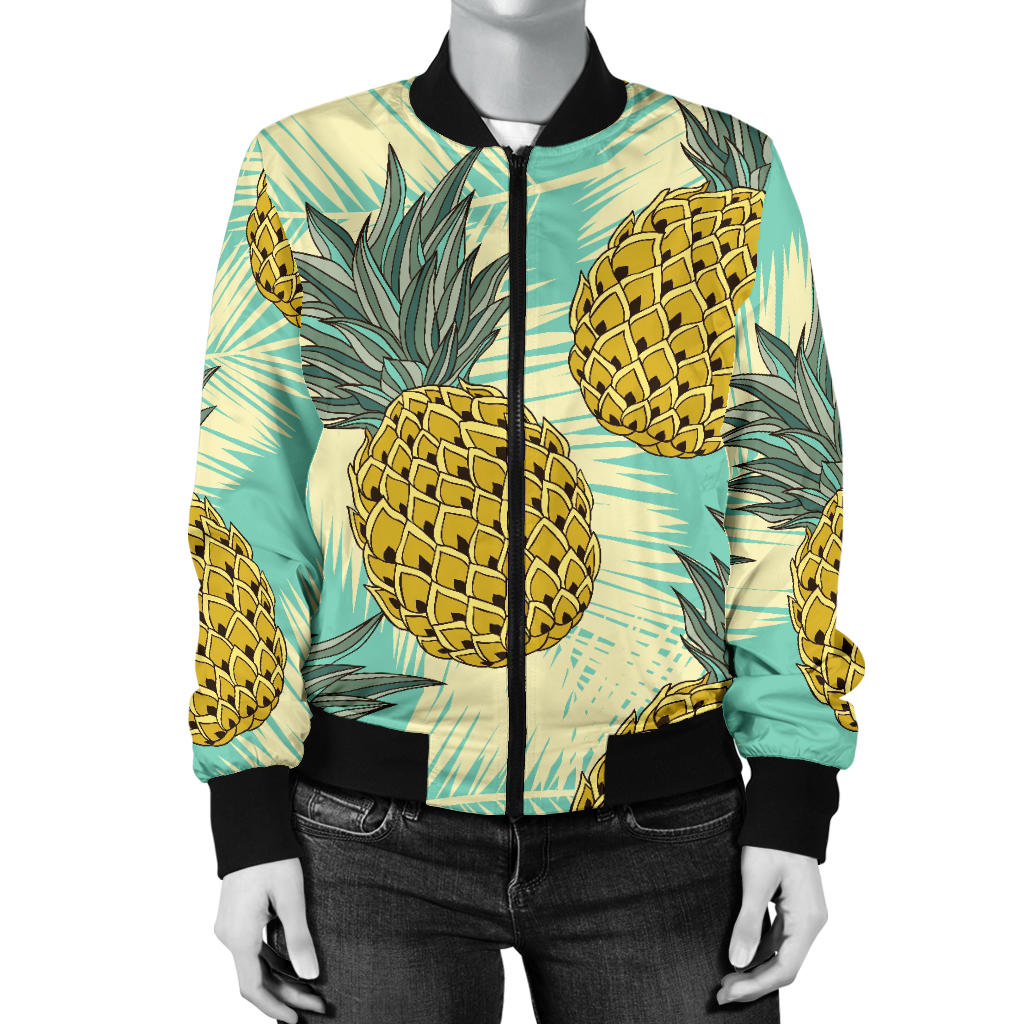 Pineapple Pattern Print Design PP03 Women Bomber Jacket