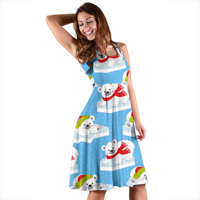 Polar Bear Pattern Print Design PB06 Midi Dress