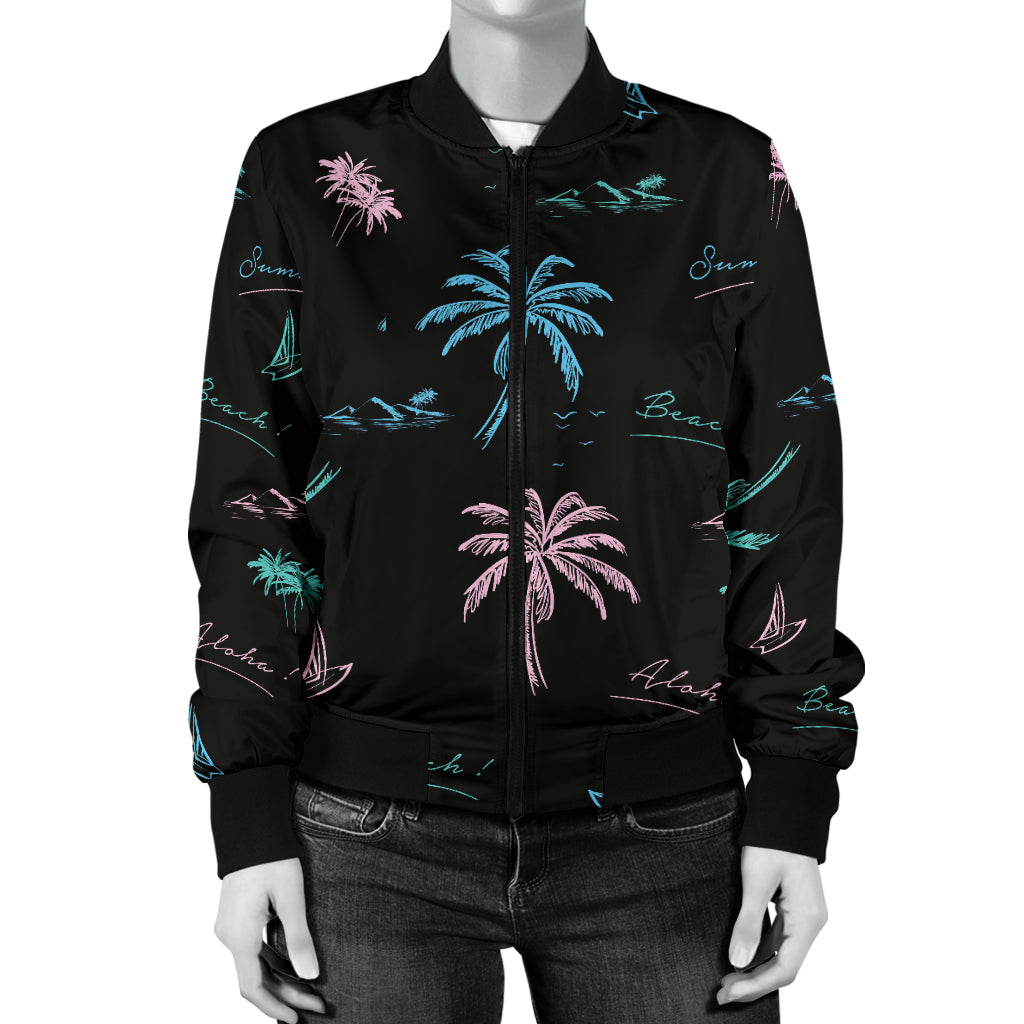Aloha Hawaii Pattern Print Design 03 Women's Bomber Jacket
