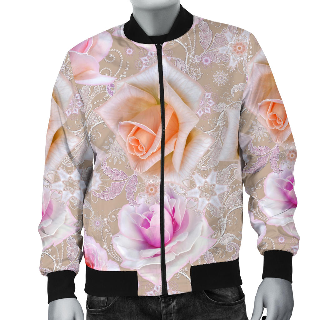 Rose Pattern Print Design RO011 Men Bomber Jacket