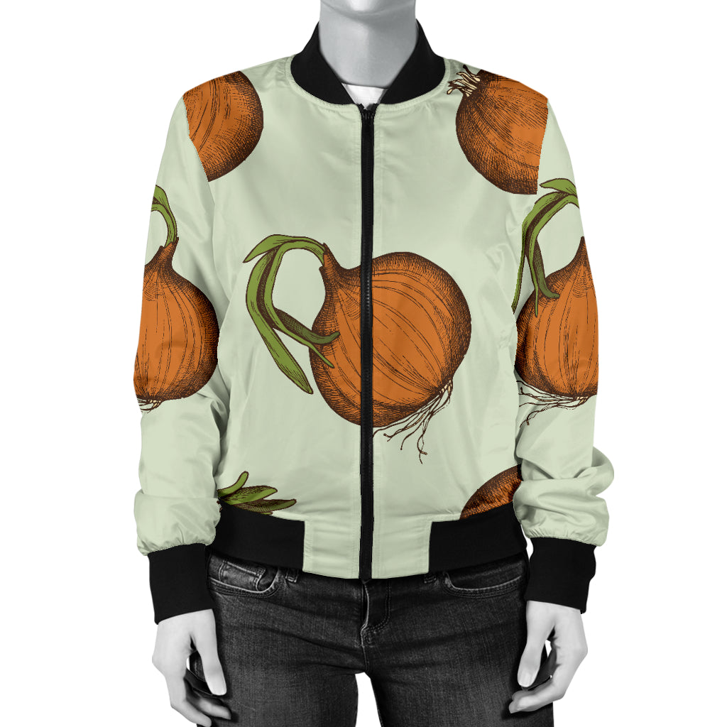 Onion Pattern Print Design A05 Women's Bomber Jacket