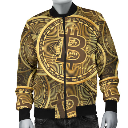 Bitcoin Pattern Print Design DO01 Men Bomber Jacket