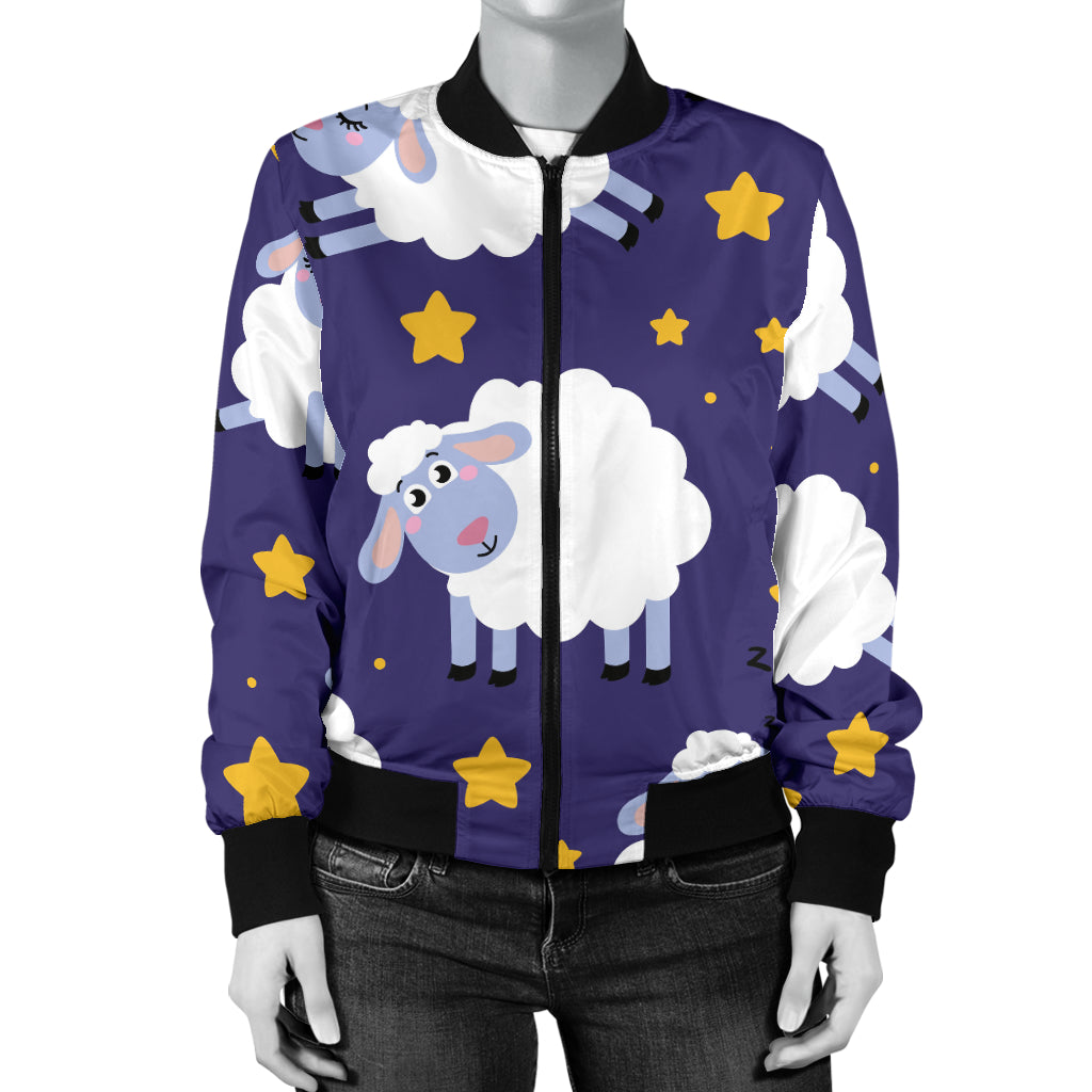 Sheep Pattern Print Design 03 Women's Bomber Jacket
