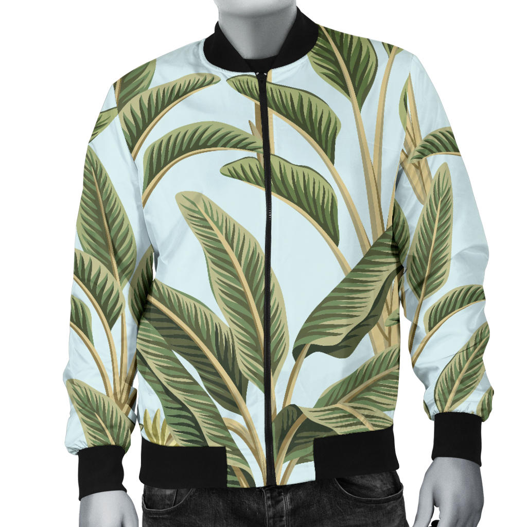 Banana Leaf Pattern Print Design BL03 Men Bomber Jacket