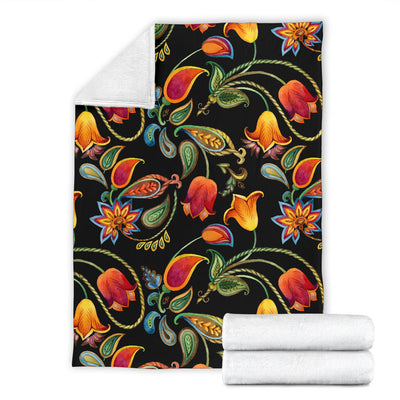 Tulip Boho Pattern Print Design TP09 Fleece Blanket