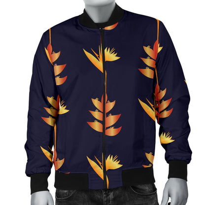 Heliconia Pattern Print Design HL06 Men Bomber Jacket