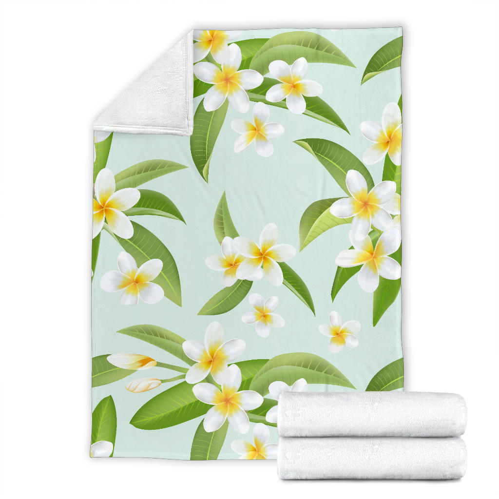 Yellow Plumeria Pattern Print Design PM024 Fleece Blanket