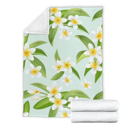 Yellow Plumeria Pattern Print Design PM024 Fleece Blanket