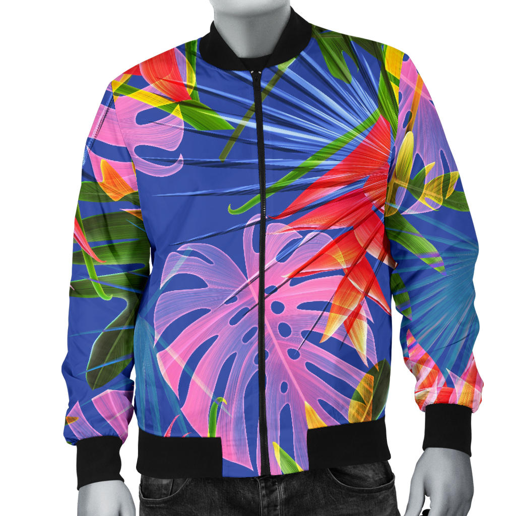 Tropical Flower Pattern Print Design TF025 Men Bomber Jacket