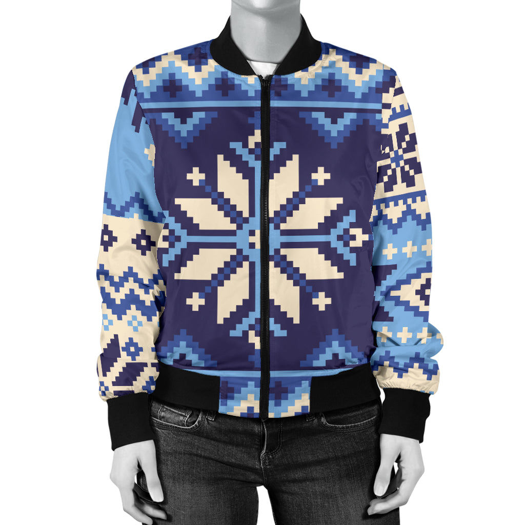 Nordic Pattern Print Design A04 Women's Bomber Jacket