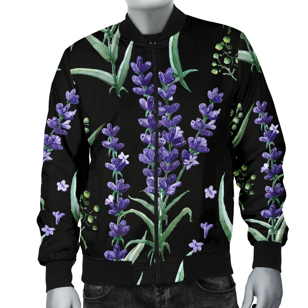 Lavender Pattern Print Design LV01 Men Bomber Jacket