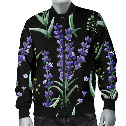 Lavender Pattern Print Design LV01 Men Bomber Jacket