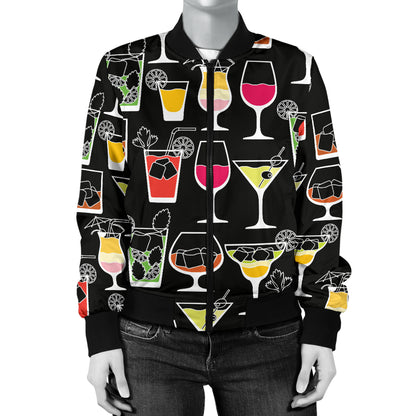 Cocktail Pattern Print Design 01 Women's Bomber Jacket