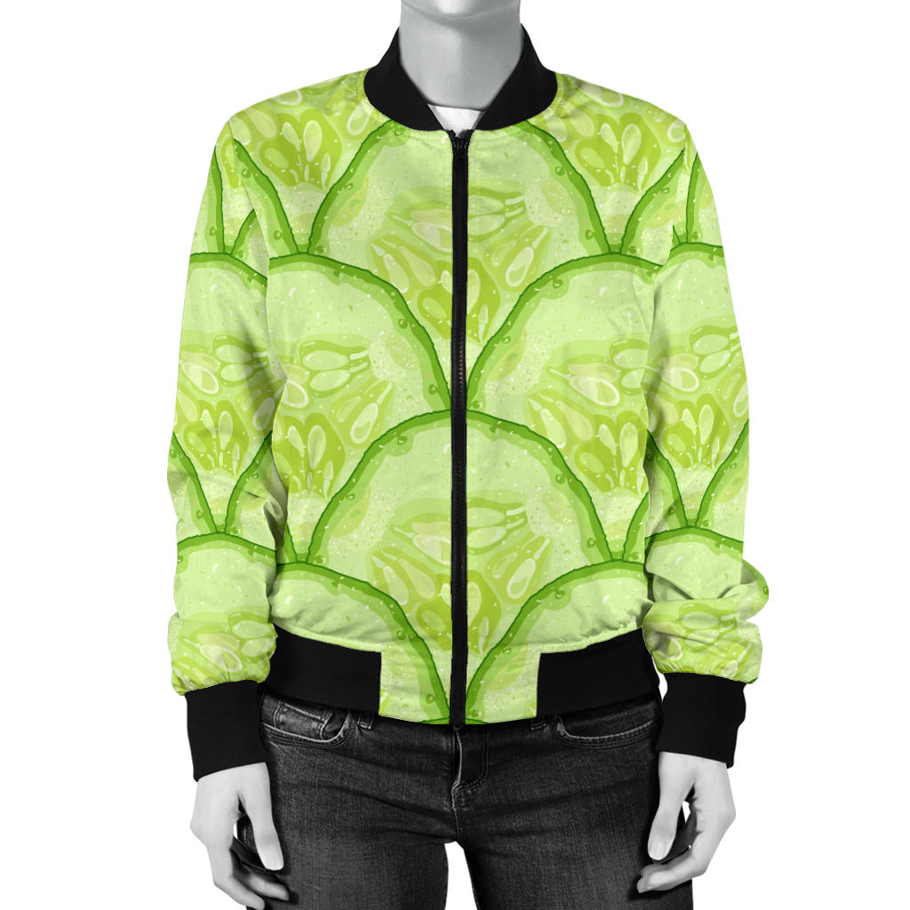 Cucumber Pattern Print Design CC04 Women Bomber Jacket