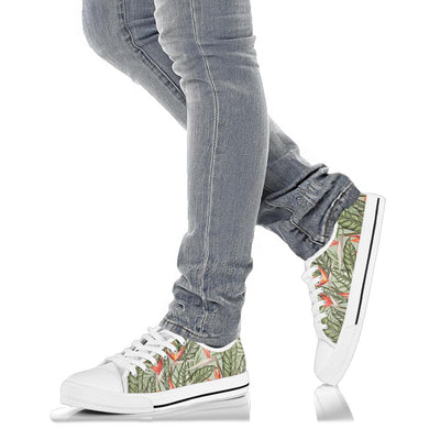 Bird Of Paradise Pattern Print Design BOP08 White Bottom Low Top Shoes