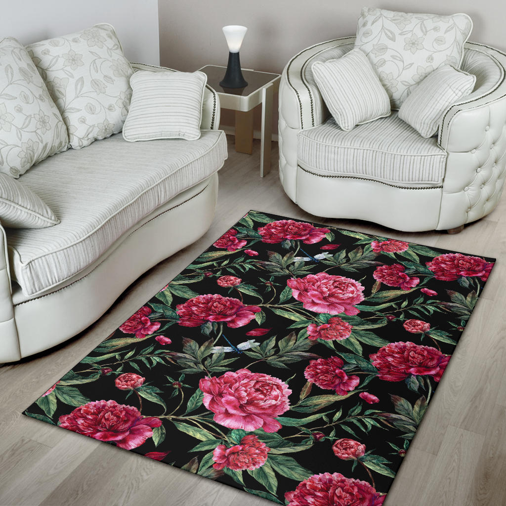 Peony Pattern Print Design PE04 Area Rugs