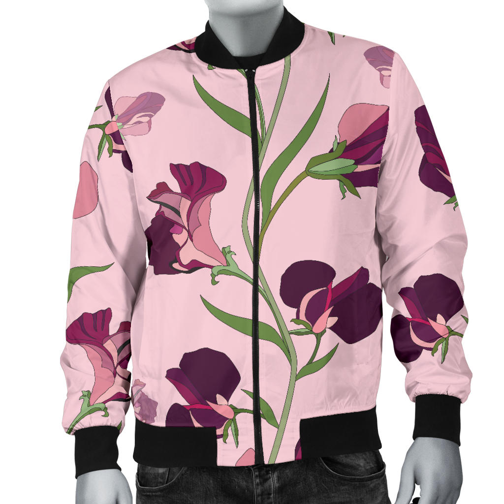 Peony Pattern Print Design PE09 Men Bomber Jacket