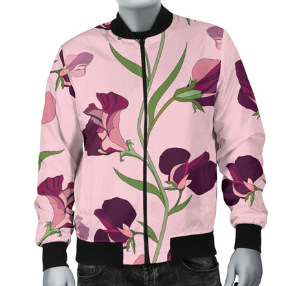 Peony Pattern Print Design PE09 Men Bomber Jacket