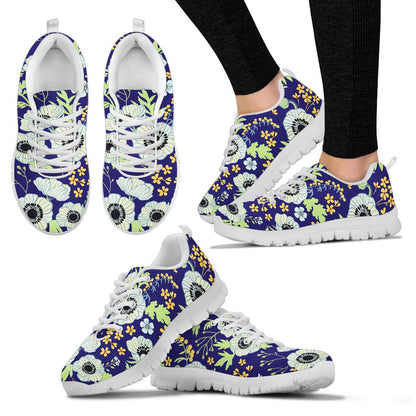 Anemone Pattern Print Design AM06 Sneakers White Bottom Shoes