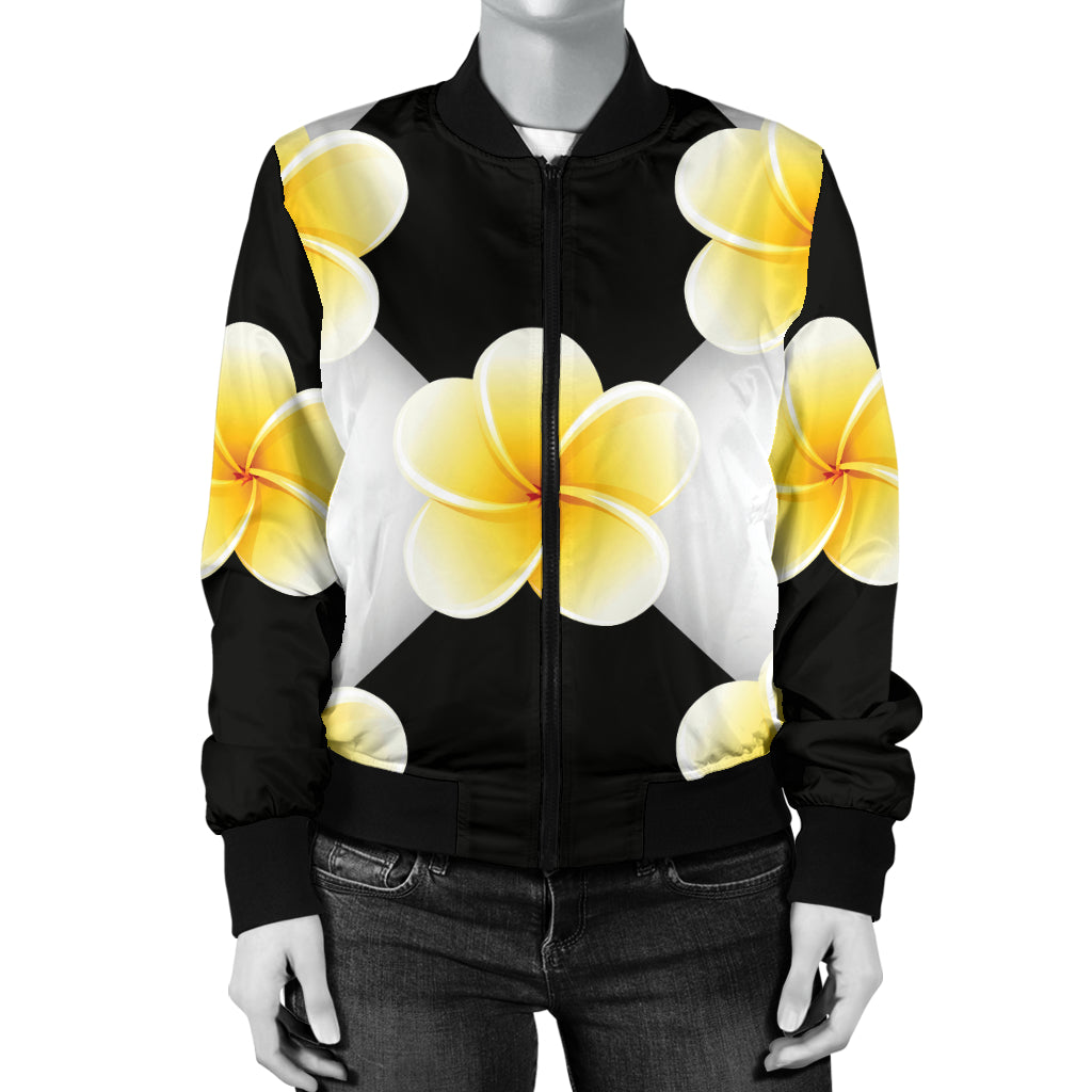 Plumeria Pattern Print Design A04 Women's Bomber Jacket