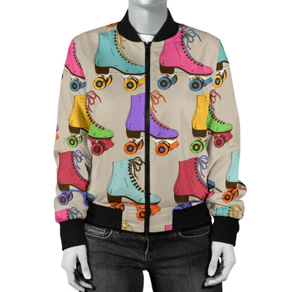 Roller skate Pattern Print Design A01 Women's Bomber Jacket