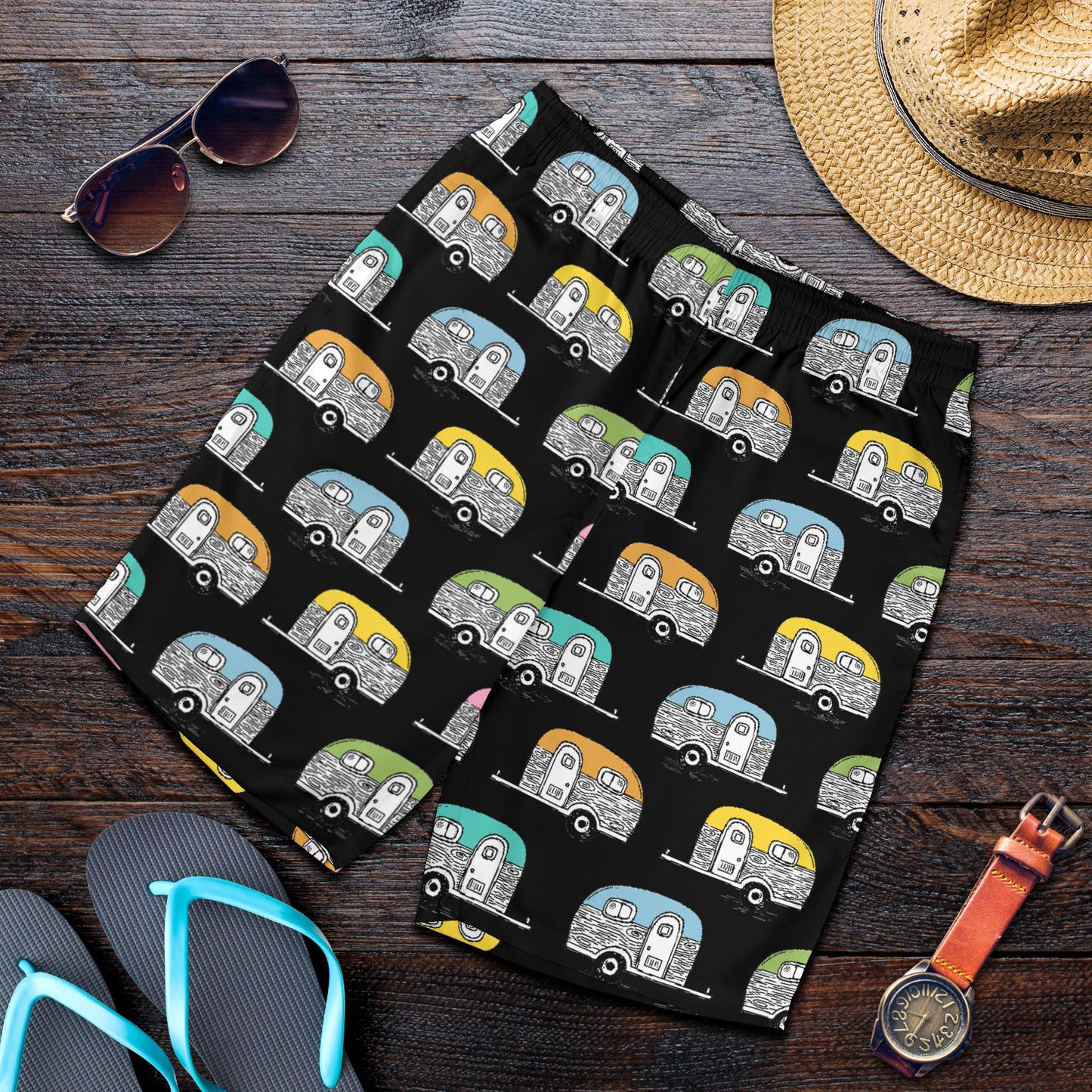 Camper Pattern Camping Themed No 2 Print Mens Shorts