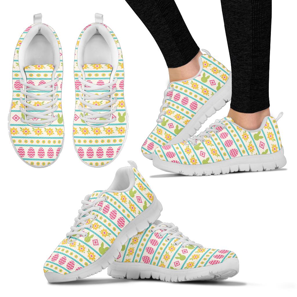 Easter Eggs Pattern Print Design RB016 Sneakers White Bottom Shoes
