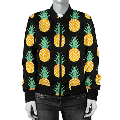 Pineapple Pattern Print Design A03 Women's Bomber Jacket