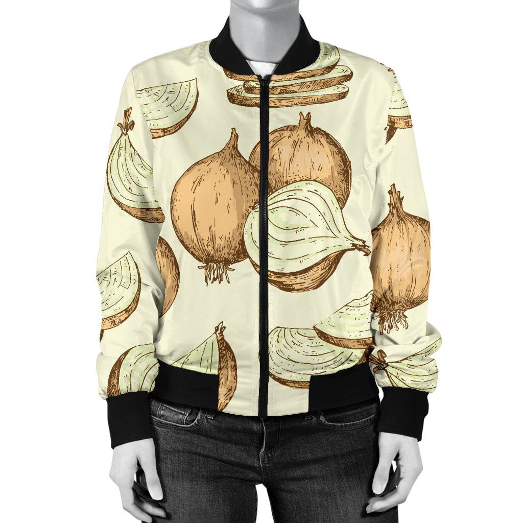 Onion Pattern Print Design A02 Women's Bomber Jacket