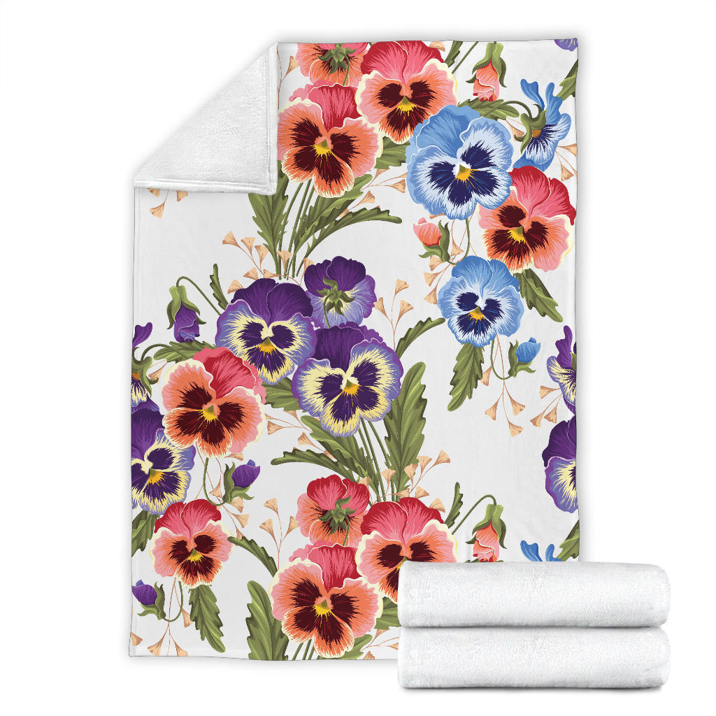 Pansy Pattern Print Design PS06 Fleece Blanket