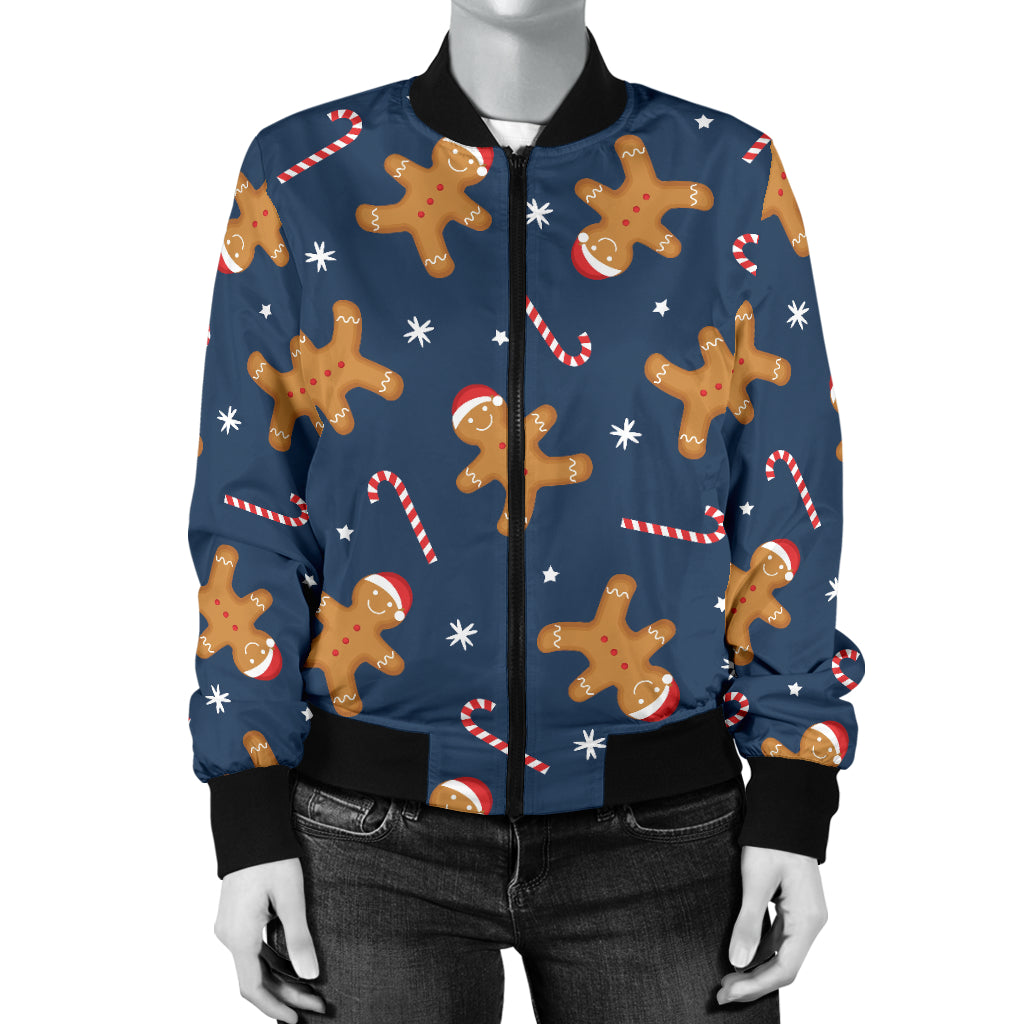 Gingerbread Pattern Print Design 01 Women's Bomber Jacket