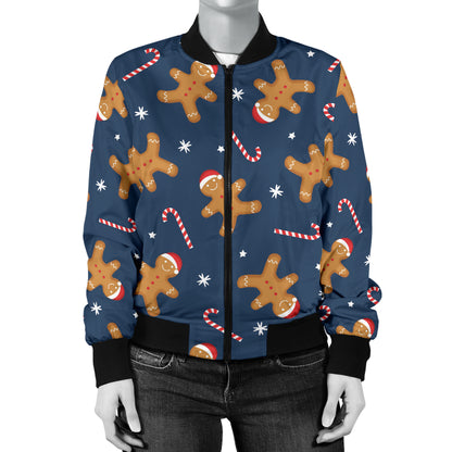 Gingerbread Pattern Print Design 01 Women's Bomber Jacket
