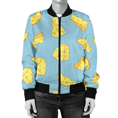 Cheese Pattern Print Design 04 Women's Bomber Jacket