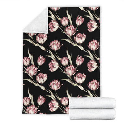 Tulip Pink Pattern Print Design TP02 Fleece Blanket