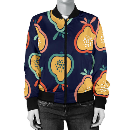 Pear Pattern Print Design PE03 Women Bomber Jacket