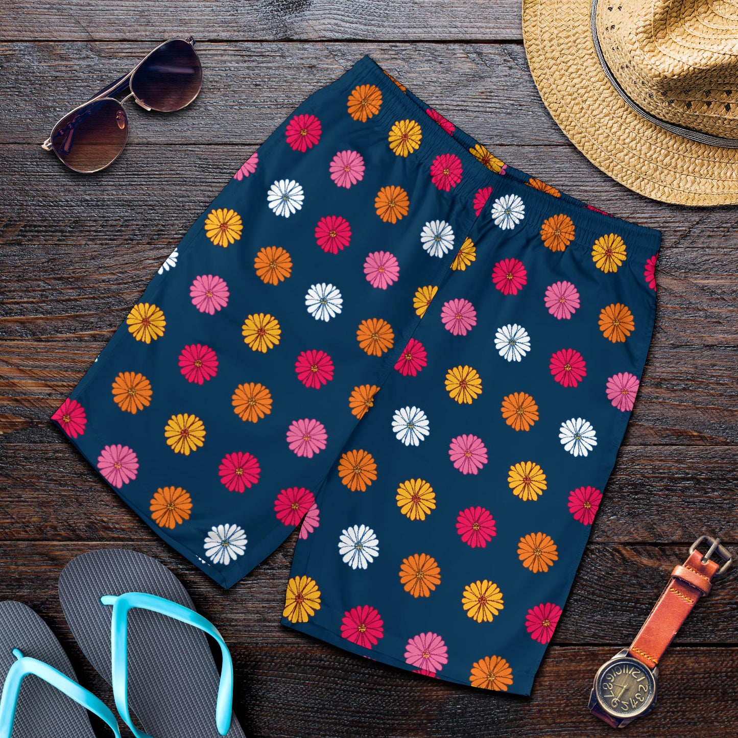 Gerberas Pattern Print Design GB06 Mens Shorts