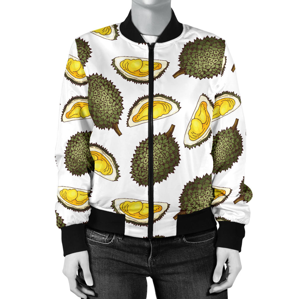 Durian Pattern Print Design DR03 Women Bomber Jacket