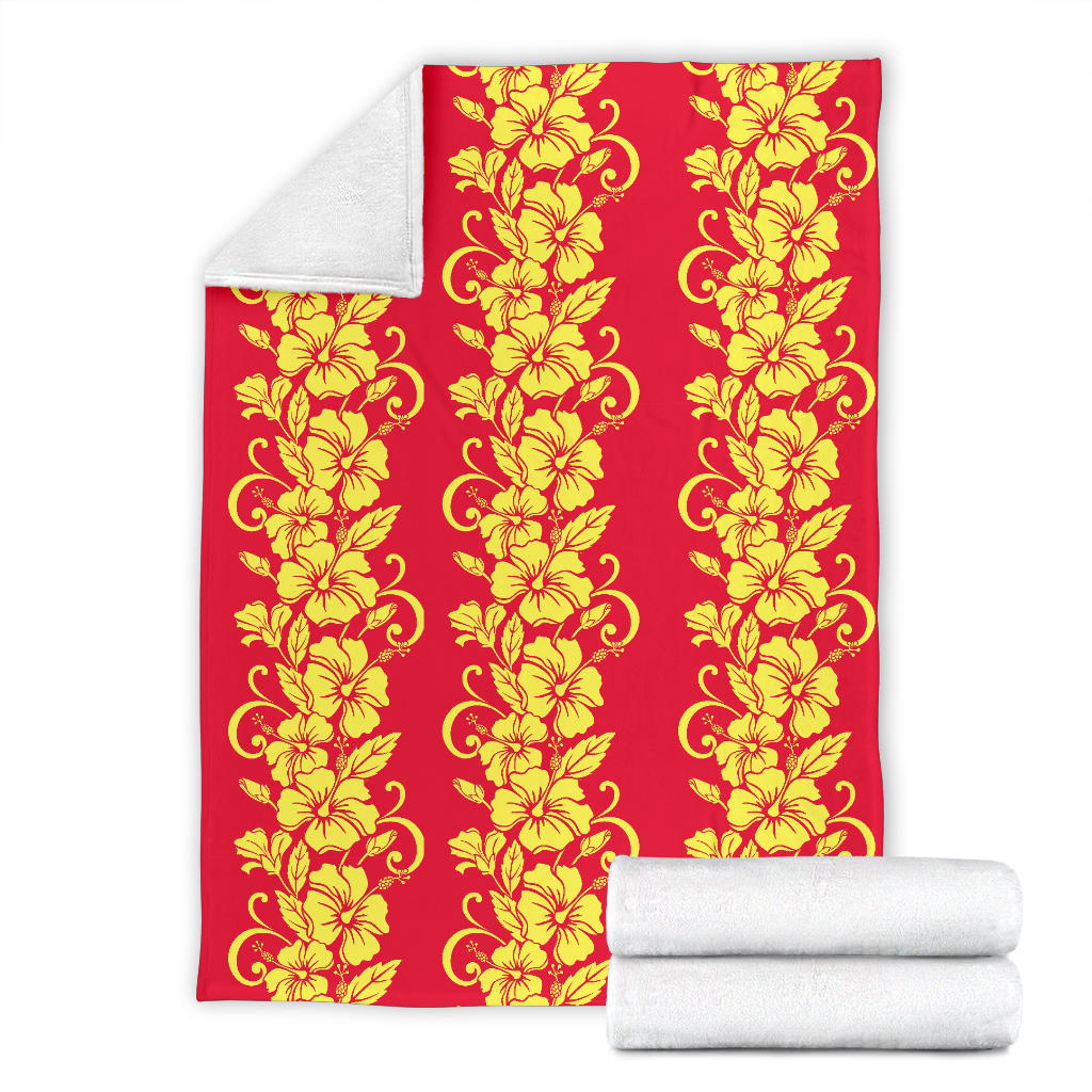Orange Hibiscus Pattern Print Design HB018 Fleece Blanket